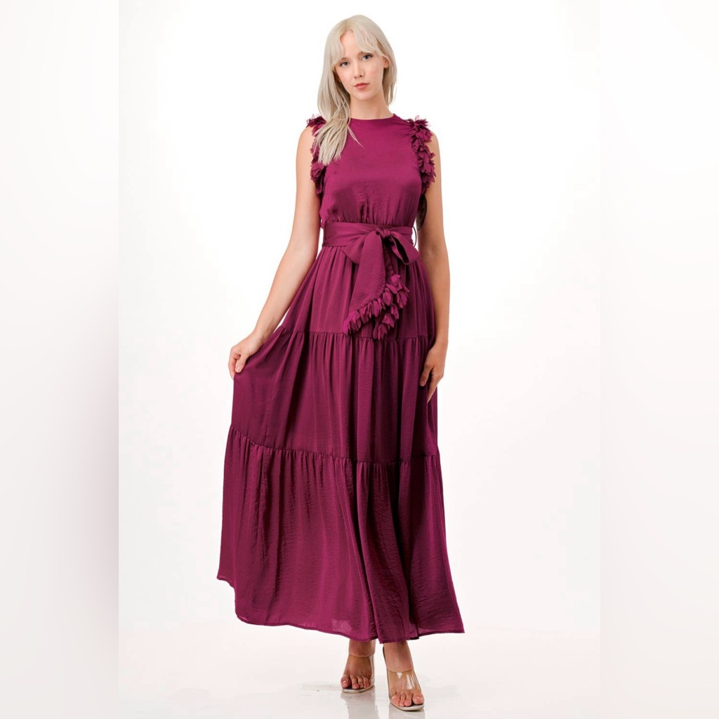 Nwt Boutique Alora Magenta Sleeveless Maxi Dress
